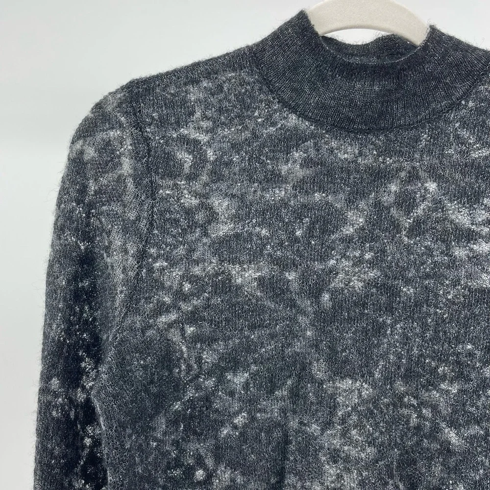 Anthropologie Hanna Lace Merino Wool Mock Neck Sweater in Black, Women's Small - Picture 4 of 9